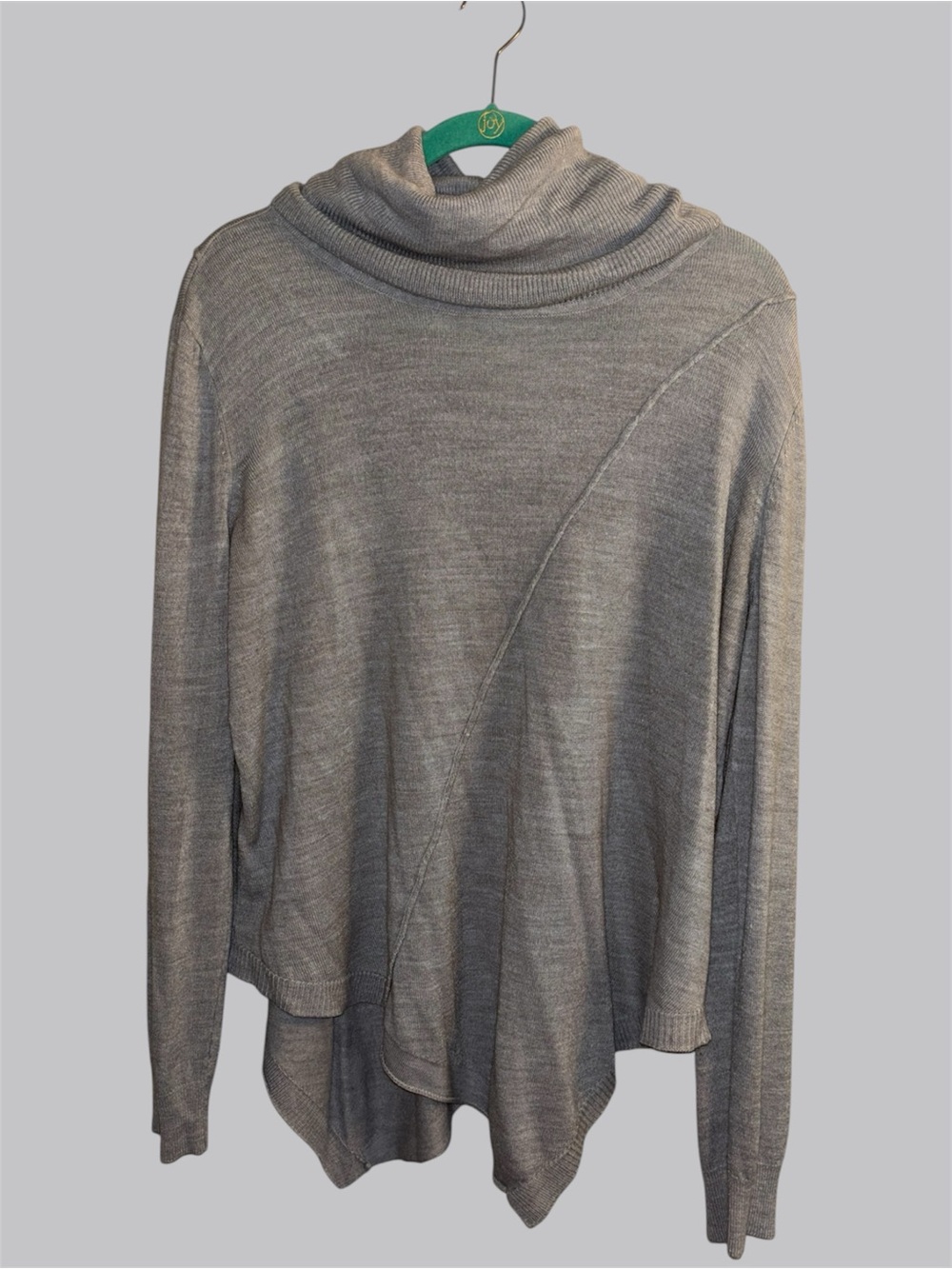 New York & Company Gray Turtleneck Asymmetrical Acrylic Sweater